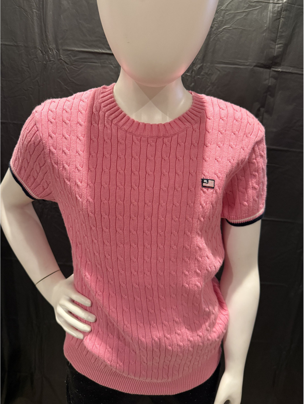 Polo Jeans Co. Ralph Lauren pink cable knit short sleeve sweater Girls M
